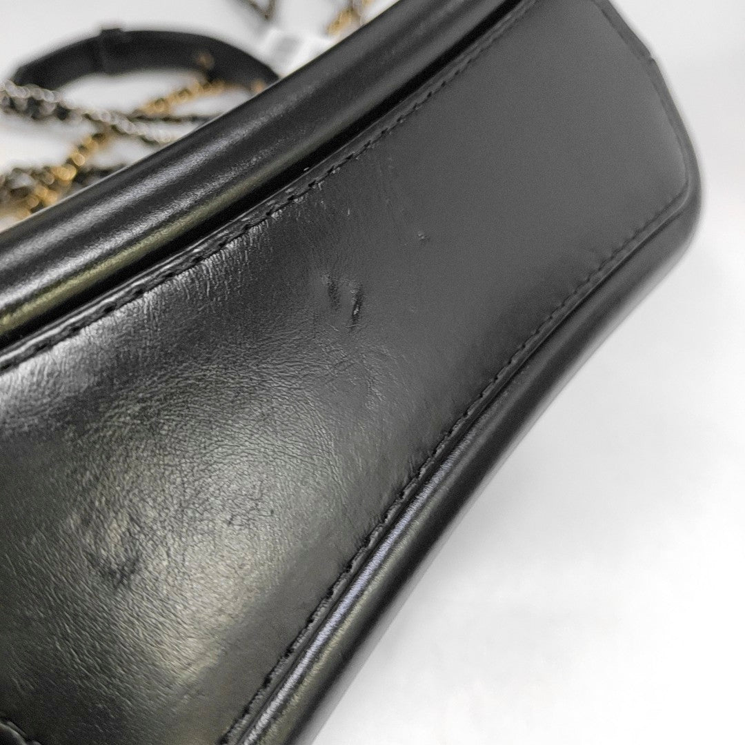 CHANEL GABRIELLE Small Black Leather Quilted Intrecciato Bag Crossbody Bag Single Shoulder Bag Golden Silver Ruthenium Hardware 26cm Removable Strap Accessories Complete-(SKU)-949455868