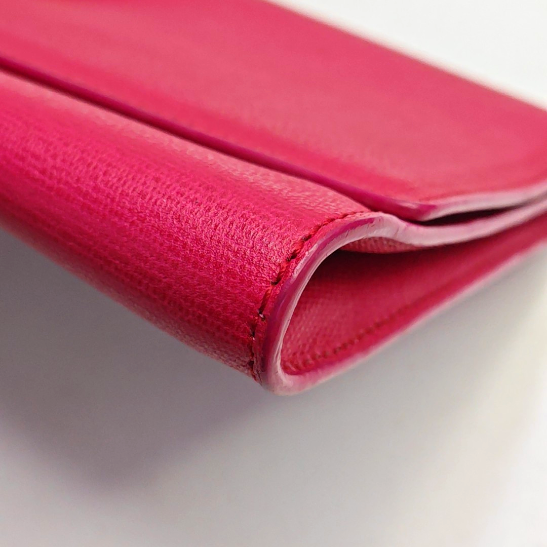 YSL CHYC Y LIGNE Fuchsia Leather Clutch Golden hardware-(SKU)-940540756