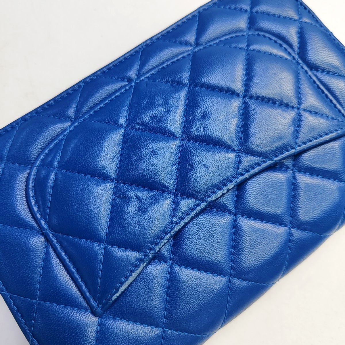 CHANEL WOC Blue Calfskin Quilted Diamond Pattern Crossbody Shoulder Bag Silver Hardware 30 Clasp-(SKU)-949176648
