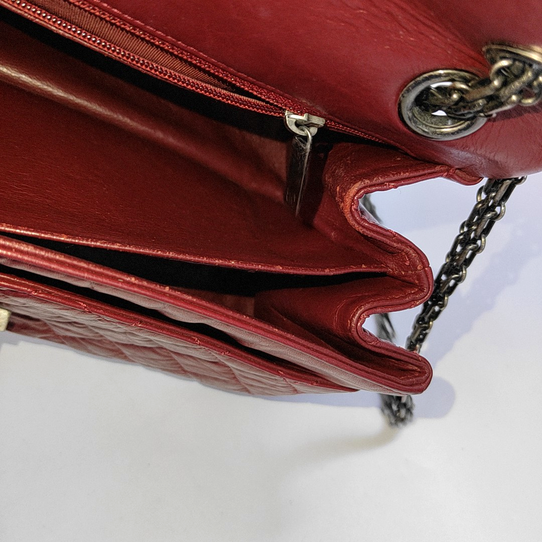 CHANEL 2.55 Red Calfskin Quilted Crossbody Shoulder Bag Black Hardware 16 Flap-(SKU)-961723854