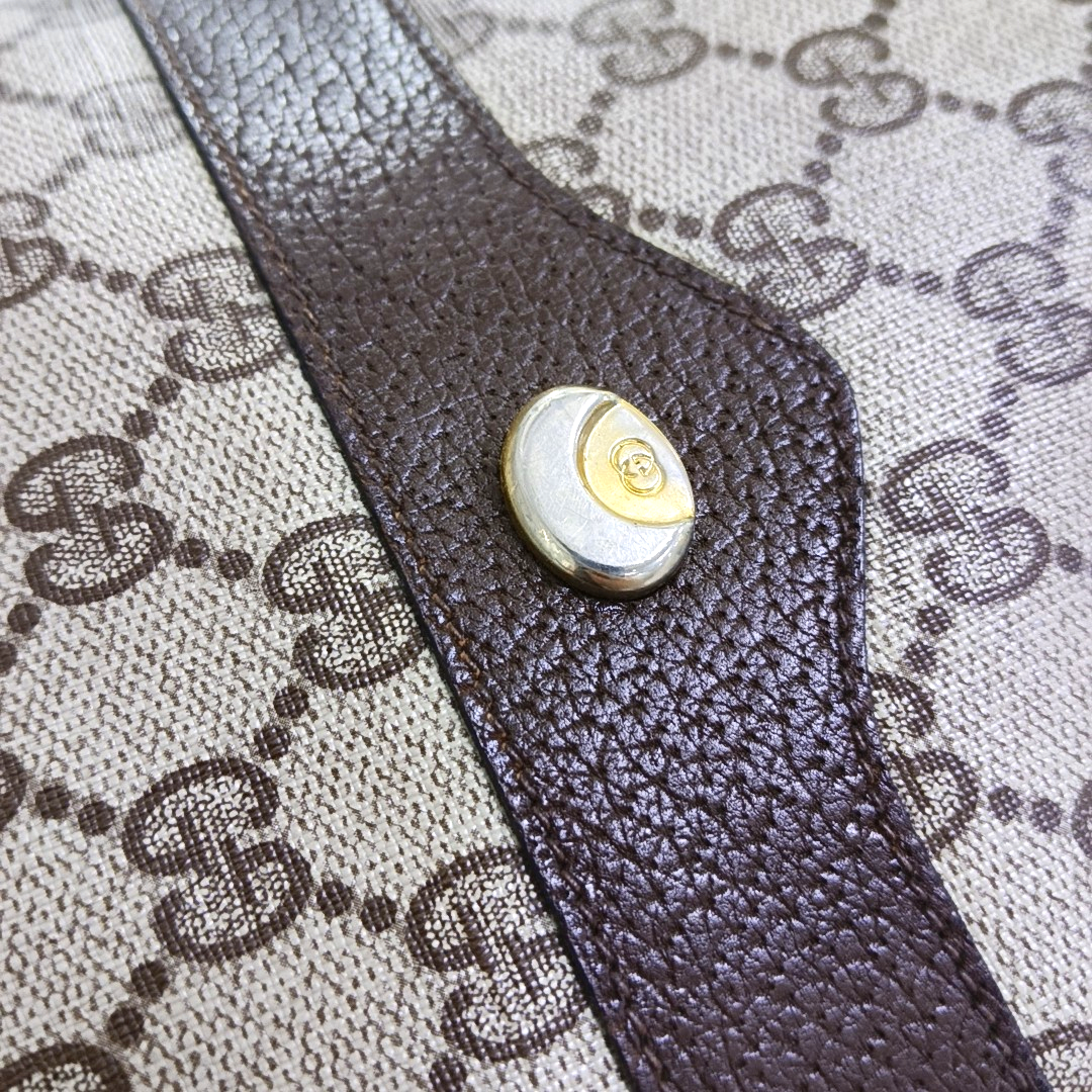 GUCCI Bucket bag Khaki Coated Canvas Monogrammed Single Shoulder Bag Golden Silver Hardware-(SKU)-958759769