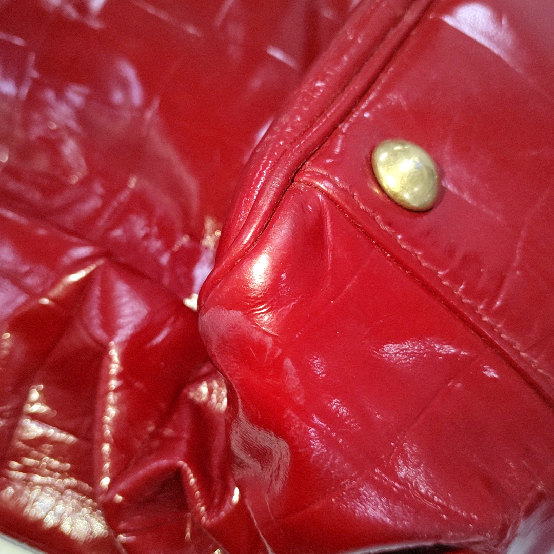 YSL Tote bag Red Patent Leather Embossed Handbag Golden hardware-(SKU)-937757054