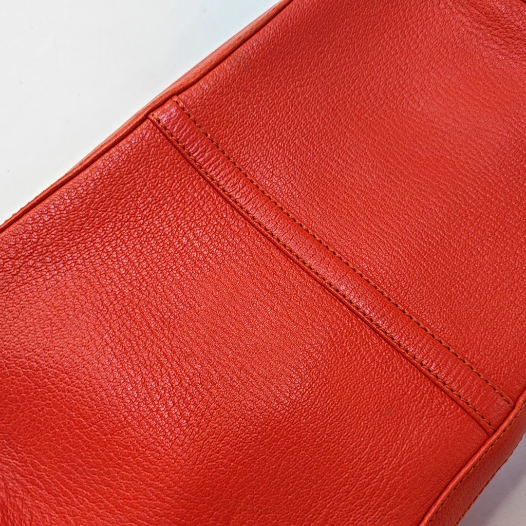 CELINE Red Calf Leather Crossbody Shoulder Bag Tote Golden hardware-(SKU)-941984200