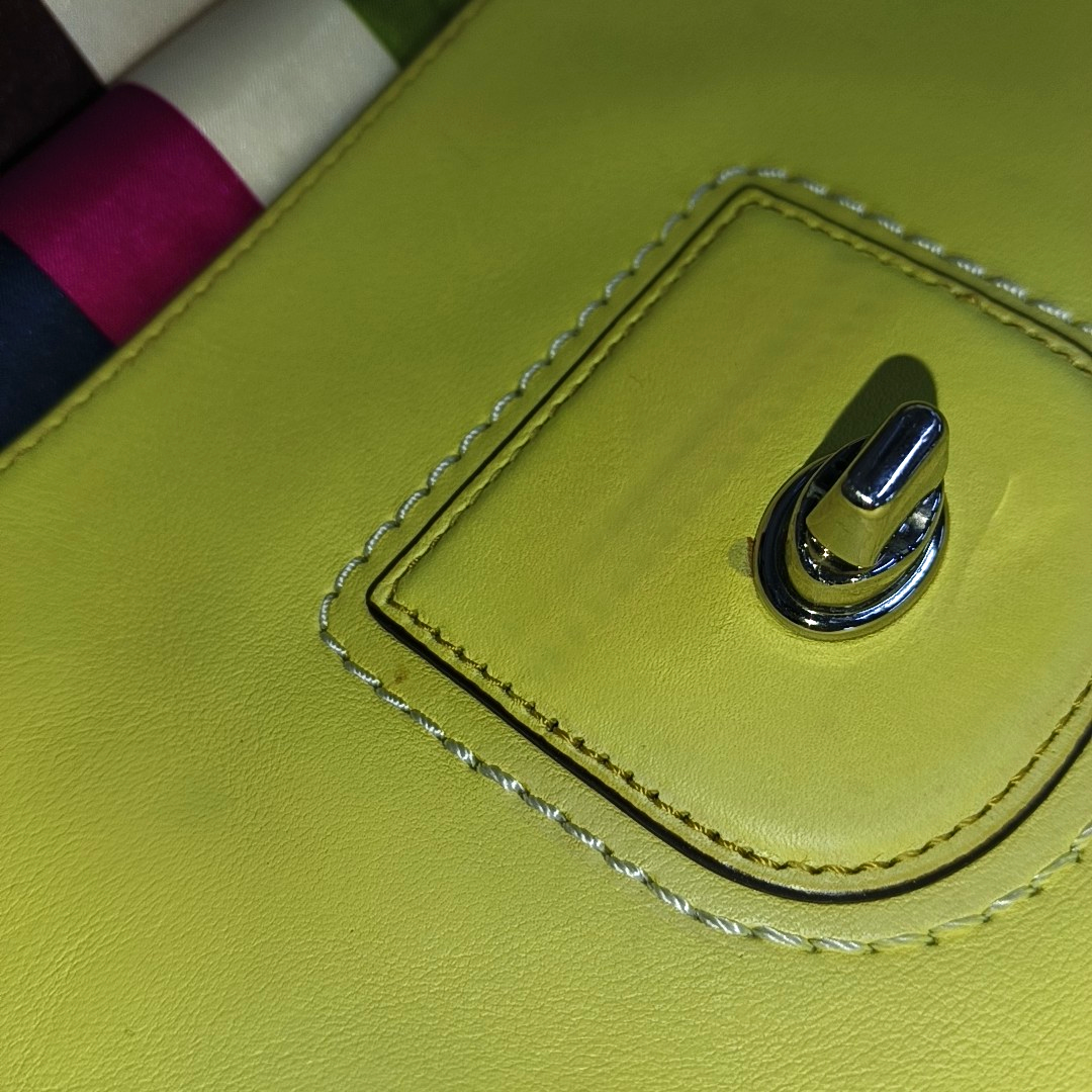 COACH WILLIS Yellow Leather Fringe Weaved Handbag Silver Hardware-(SKU)-937311657