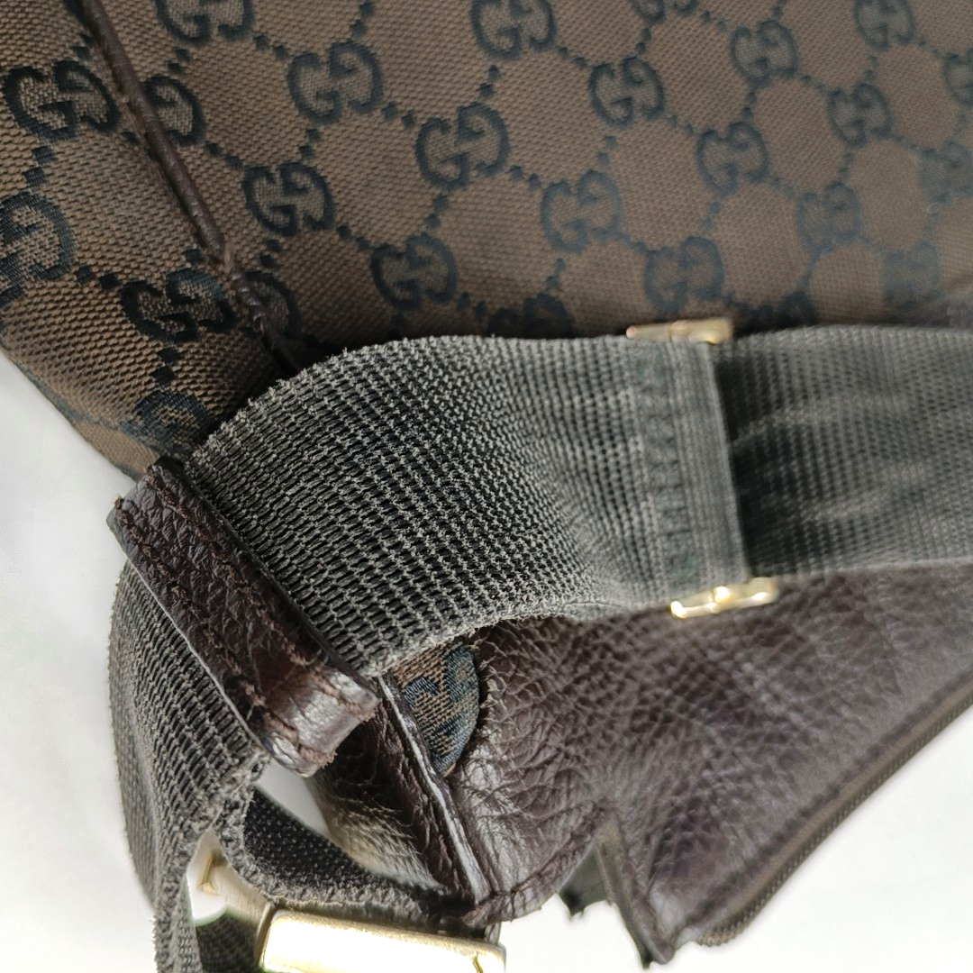 GUCCI Brown Canvas Monogrammed Crossbody Shoulder Bag Golden hardware-(SKU)-952860754