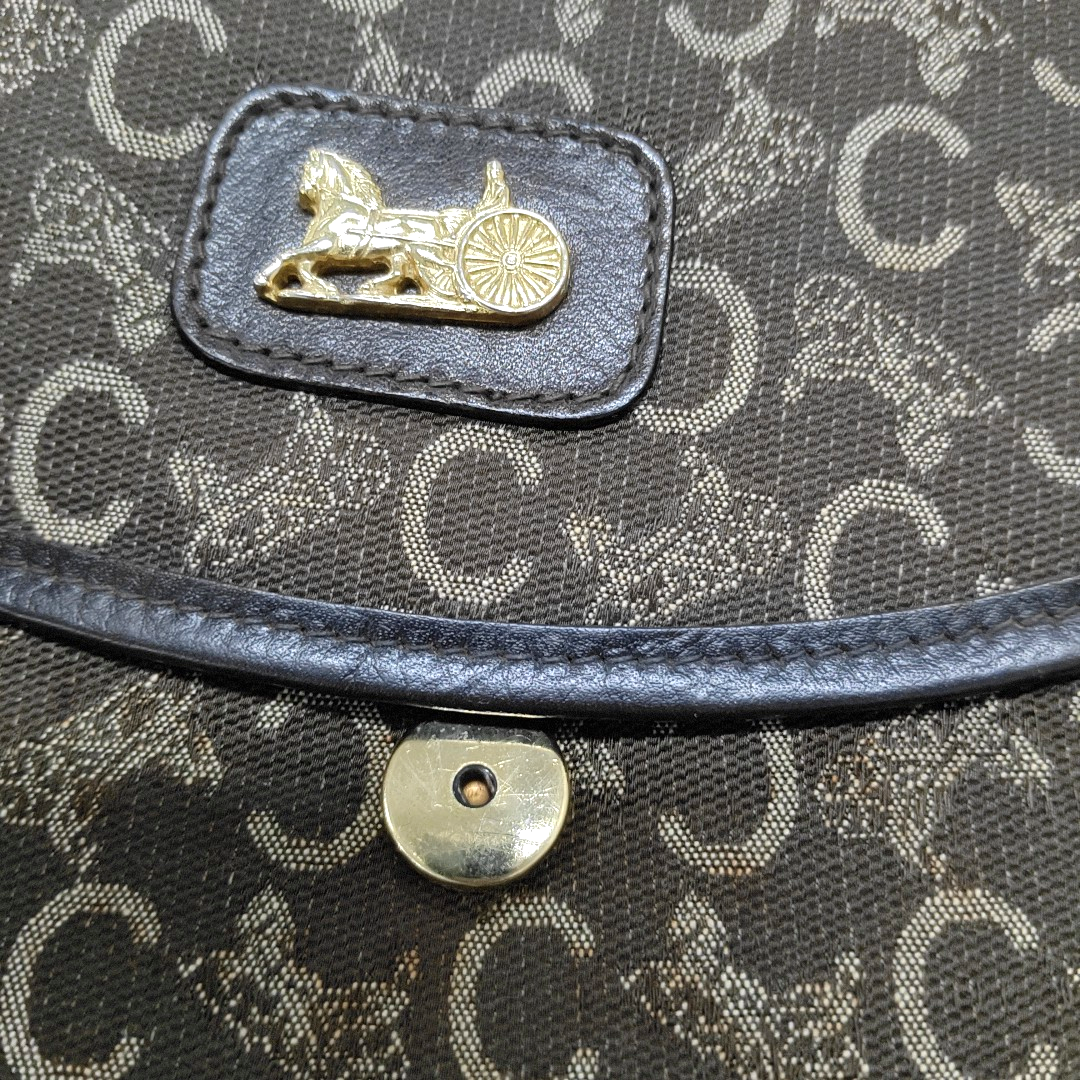 CELINE Brown Canvas Floral Crossbody Single Shoulder Bag Golden hardware Removable shoulder strap-(SKU)-13628676