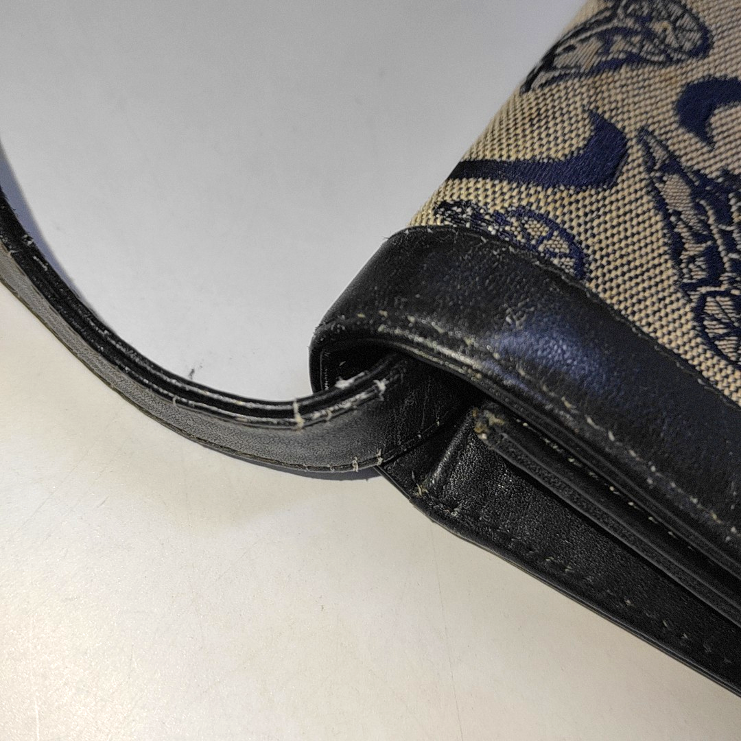 CELINE Gray Canvas Floral Single Shoulder Bag with Handbag Golden hardware Removable shoulder strap-(SKU)-937140931