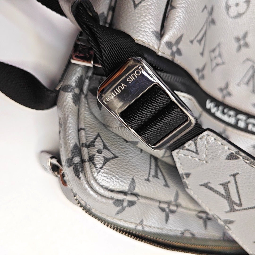 LOUIS VUITTON TRIO Grey Calfskin Monogram Crossbody Shoulder Bag Silver Hardware-(SKU)-967525800