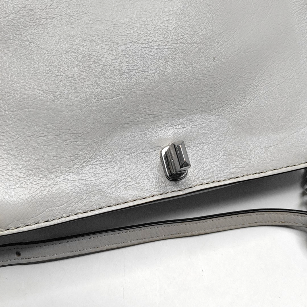 REBECCA MINKOFF Love Small size Gray leather quilted crossbody bag/shoulder bag Silver Hardware-(SKU)-943935965