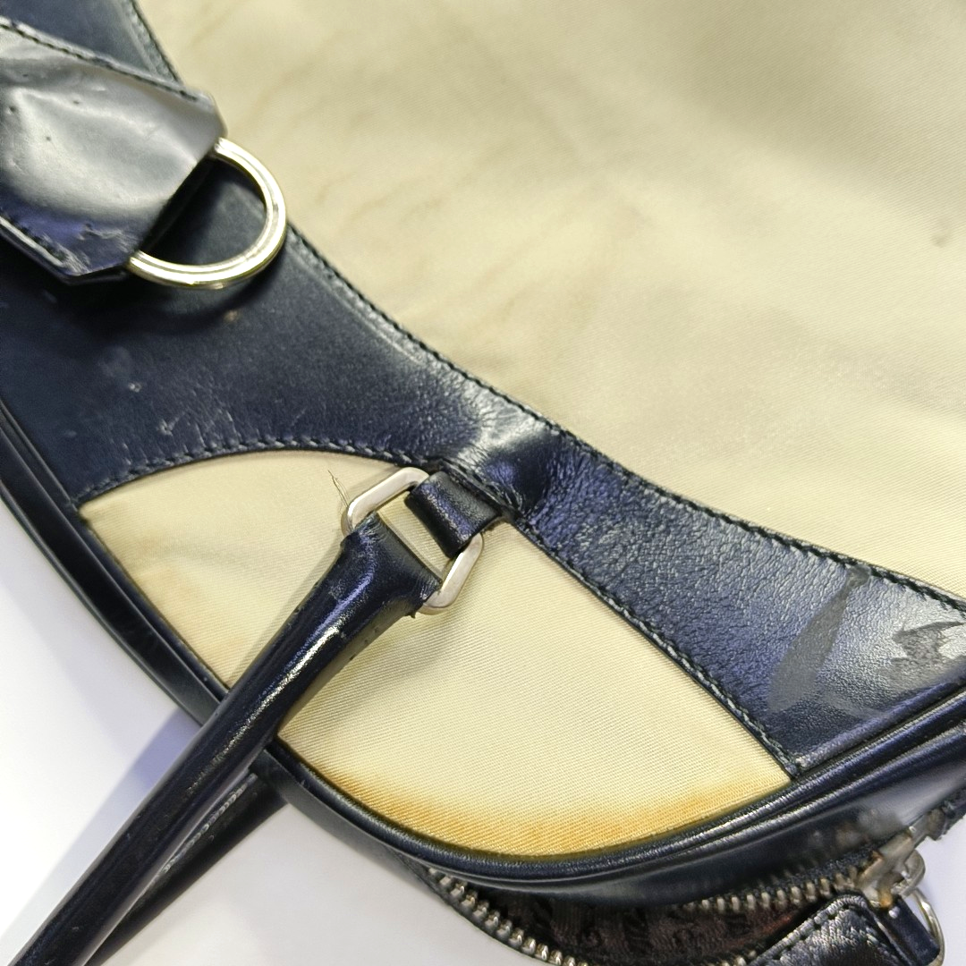 PRADA Beige nylon single shoulder bag handbag Silver Hardware-(SKU)-953446216