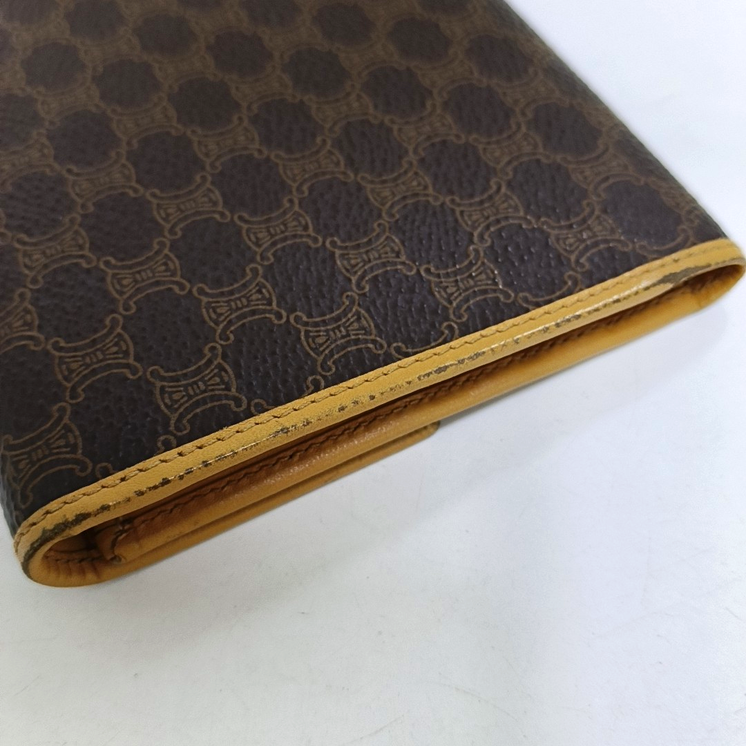 CELINE Dark Brown Coated Canvas Triumph Wallet Golden hardware-(SKU)-960315829