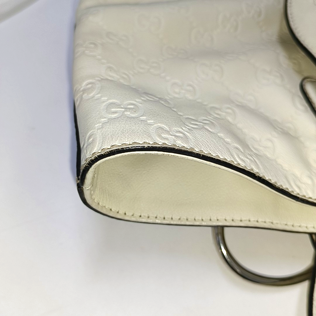 GUCCI Tote bag Beige leather old flower embossed single shoulder bag, crossbody bag Silver Hardware-(SKU)-942708264
