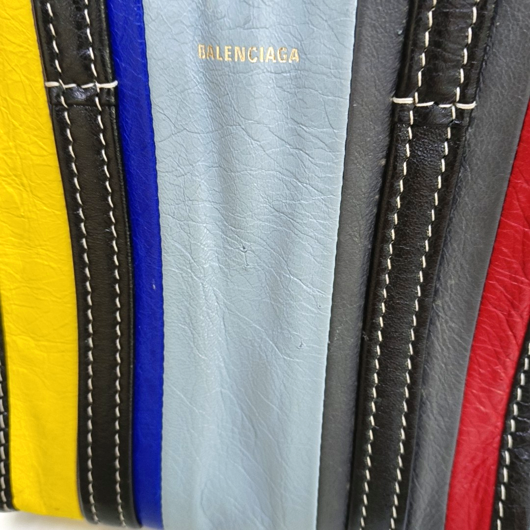 BALENCIAGA Bazar XXS Multicolor Sheepskin Single Shoulder Crossbody Handbag Silver Hardware Removable shoulder strap-(SKU)-952423256
