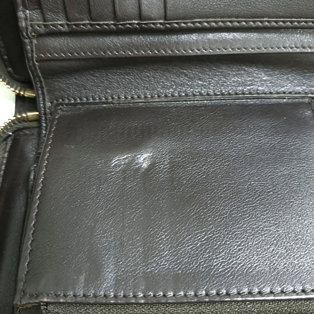GUCCI Dark Brown Cowhide Monogrammed Texture Wallet Golden hardware-(SKU)-959715044