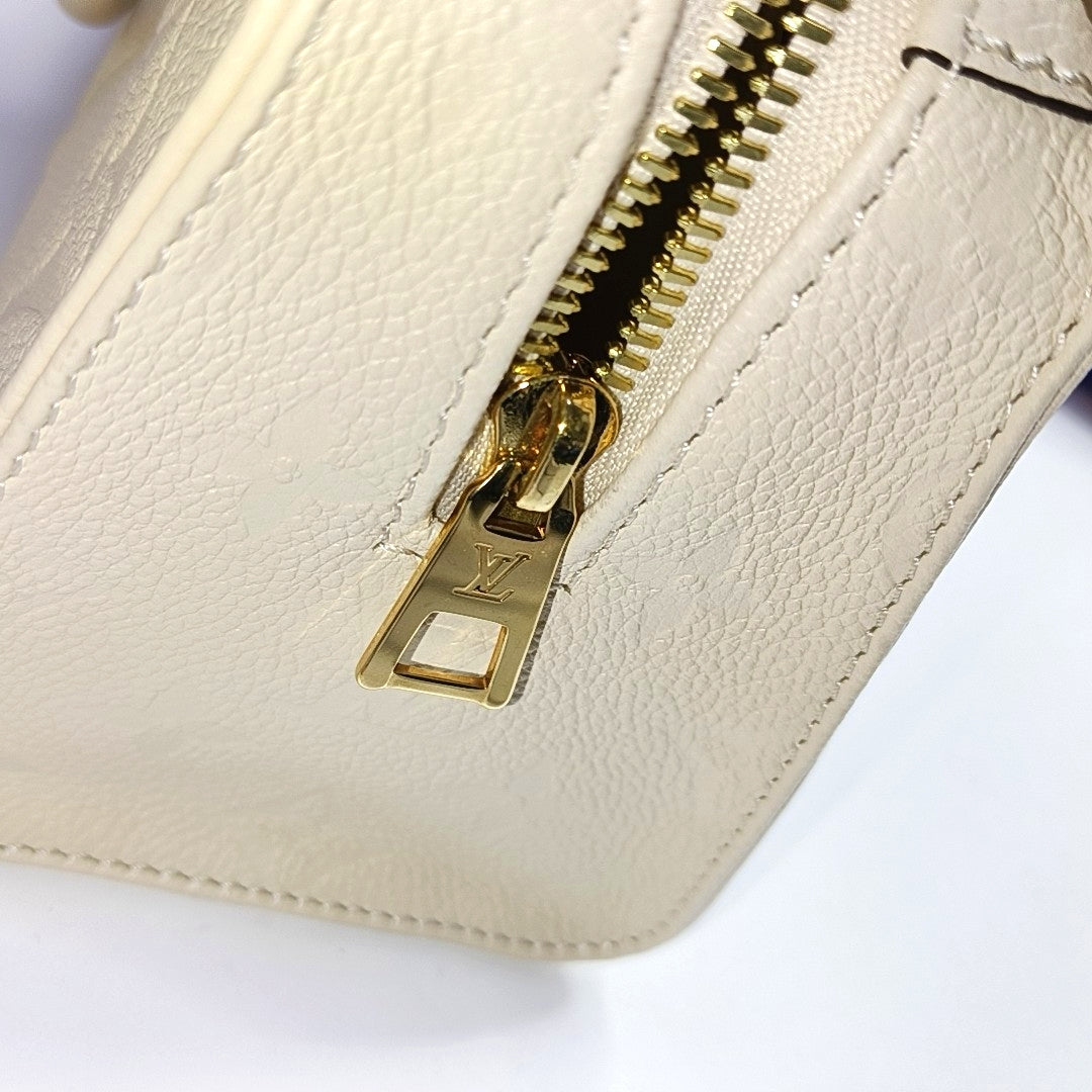 LOUIS VUITTON ONTHEGO EAST WEST Beige Cowhide Monogram Empreinte Jungle Bag Crossbody Shoulder Bag Tote Bag with Gold Hardware 2 Removable Shoulder Straps-(SKU)-968719950