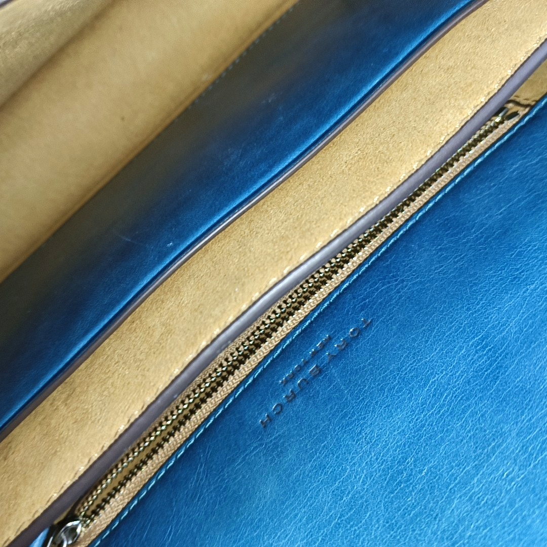 TORY BURCH Miller Blue cowhide single shoulder bag Silver Hardware Removable shoulder strap-(SKU)-14132600
