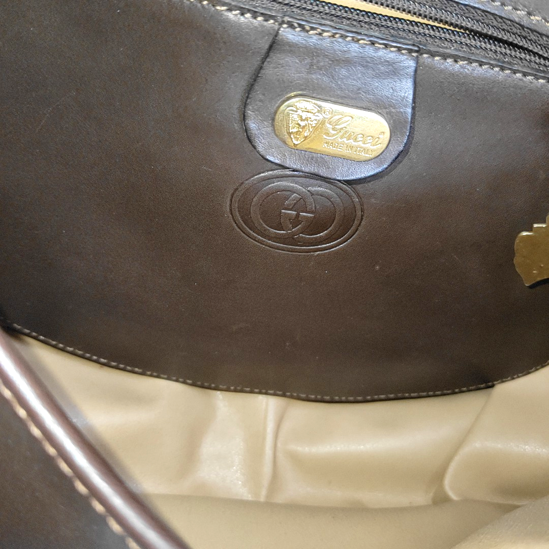 GUCCI Brown Cowhide Single Shoulder Bag Golden hardware Removable shoulder strap-(SKU)-13634891