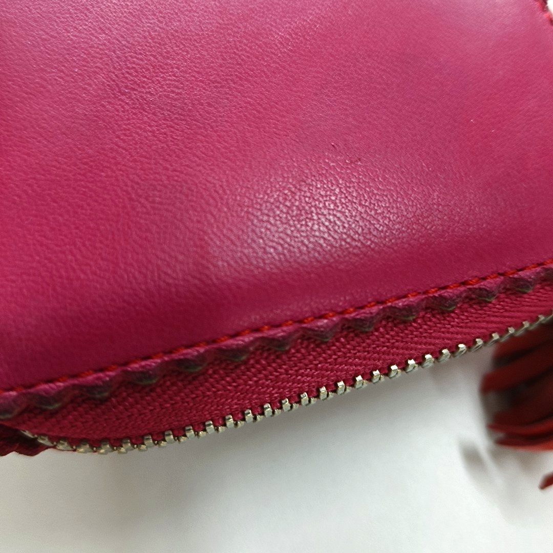 LOEWE Fuchsia cowhide tassel wallet Silver Hardware-(SKU)-13122105