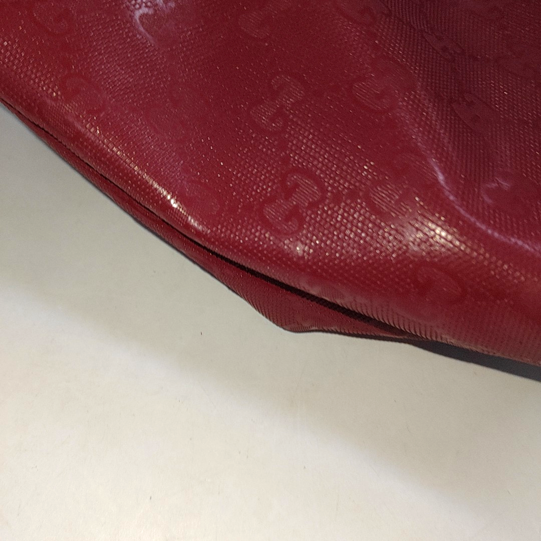 GUCCI GG Imprime Red Coated Canvas Monogrammed Single Shoulder Bag Silver Hardware-(SKU)-14506915