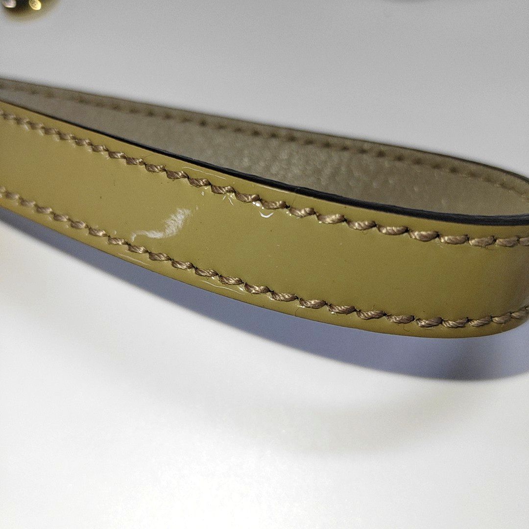 GUCCI Ligne Shima Mustard Yellow Patent Leather Single Shoulder Bag Crossbody Handbag Golden hardware Removable shoulder strap-(SKU)-13486443
