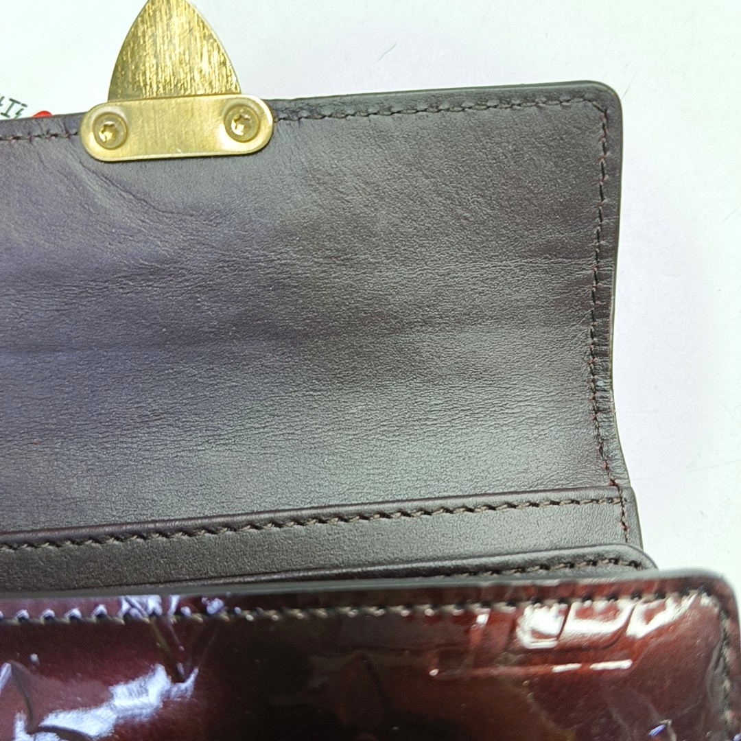 LOUIS VUITTON KOALA Burgundy patent leather vintage embossed wallet Golden hardware-(SKU)-950590623