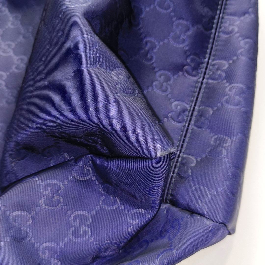 GUCCI Tote bag Dark Blue Nylon Monogram Pattern Handbag Single Shoulder Bag Golden hardware-(SKU)-952740386
