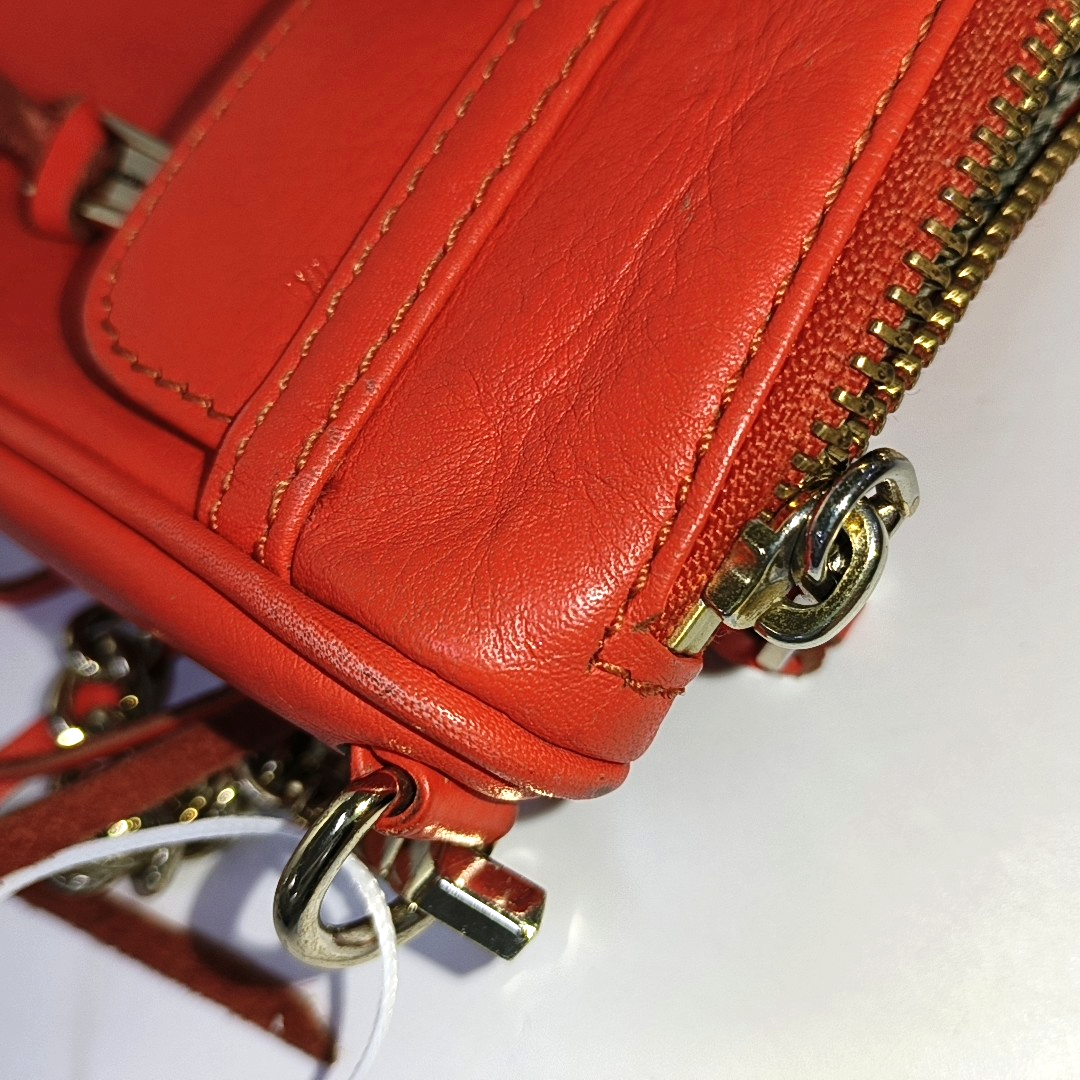 REBECCA MINKOFF M.A.C. Orange Red Cowhide Single Shoulder Bag, Crossbody Golden hardware Removable shoulder strap-(SKU)-935255906
