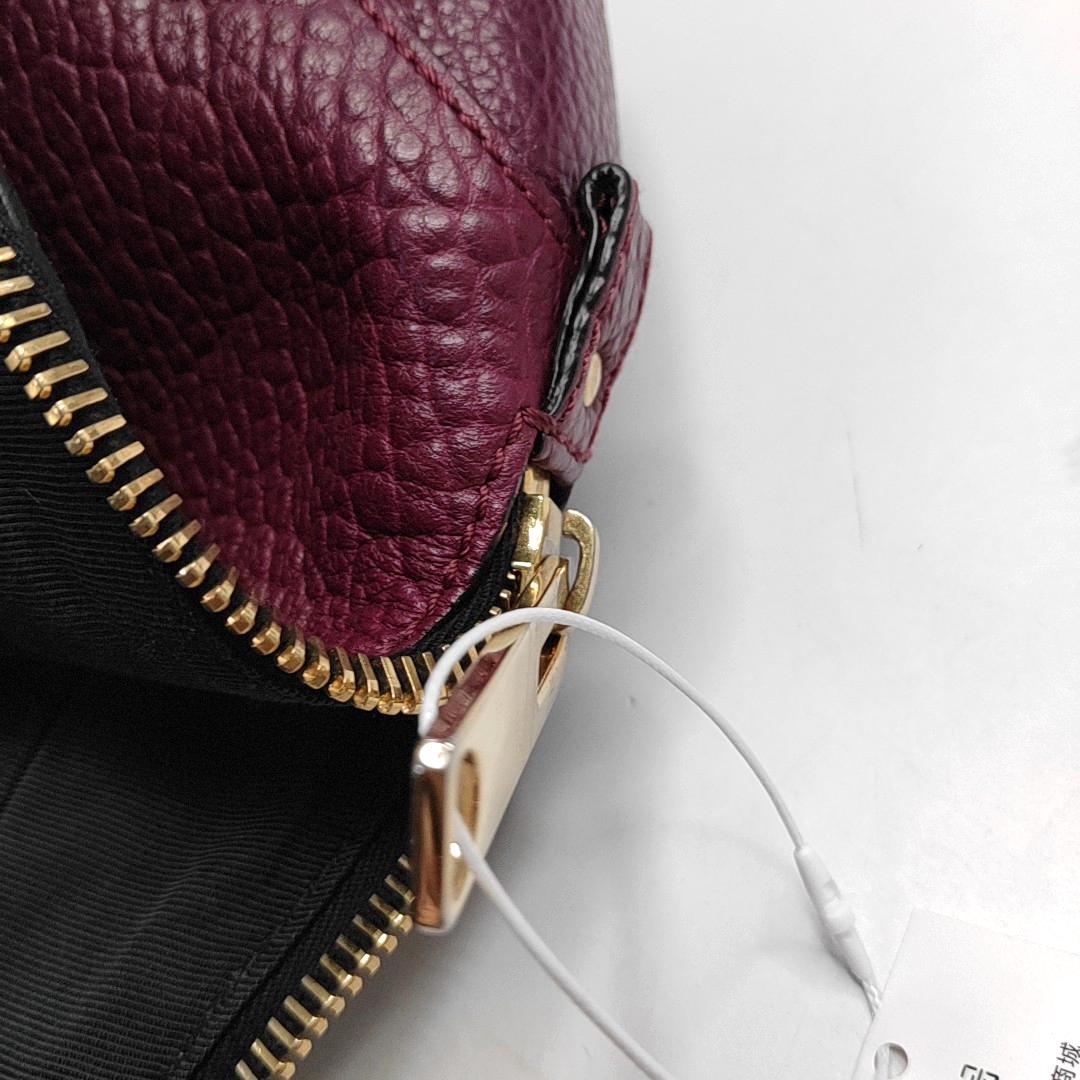 BURBERRY Clifton Plum Purple Cowhide Tote Bag Golden hardware-(SKU)-944416398