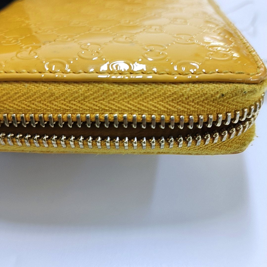 GUCCI Microguccissima Yellow Patent Leather Monogrammed Embossed Wallet Golden hardware-(SKU)-953012842