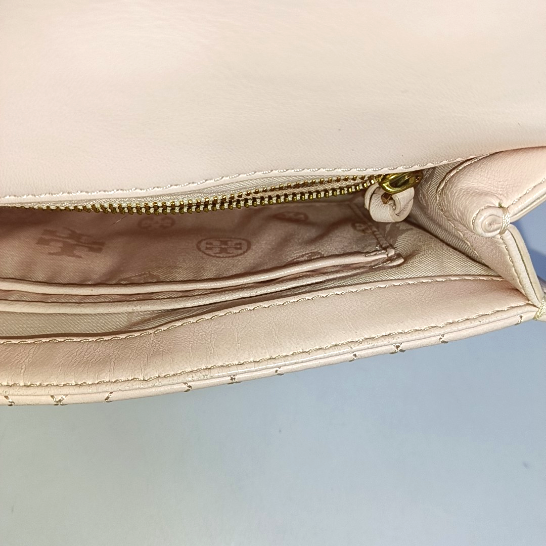TORY BURCH Fleming Small size Pink Sheepskin Quilted Crossbody Bag Single Shoulder Bag Golden hardware-(SKU)-942795679