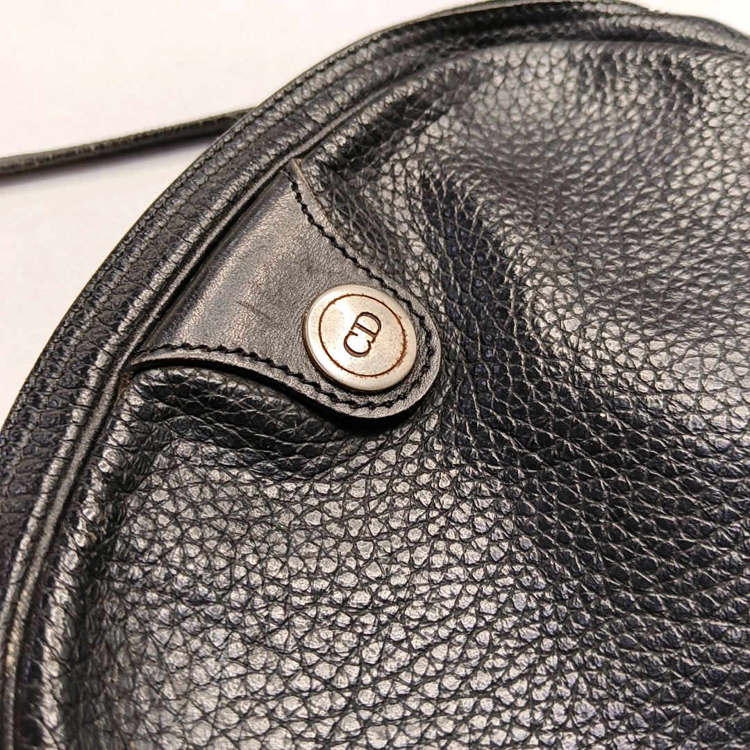 DIOR Black Coated Canvas Crossbody Bag Single Shoulder Bag Silver Hardware-(SKU)-945838220