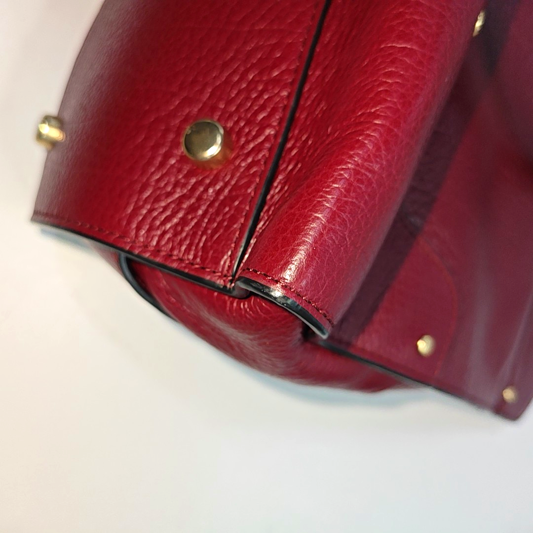 COACH MERCER Burgundy Cowhide Embossed Shoulder Bag Handbag Crossbody Golden hardware Removable shoulder strap-(SKU)-940526450