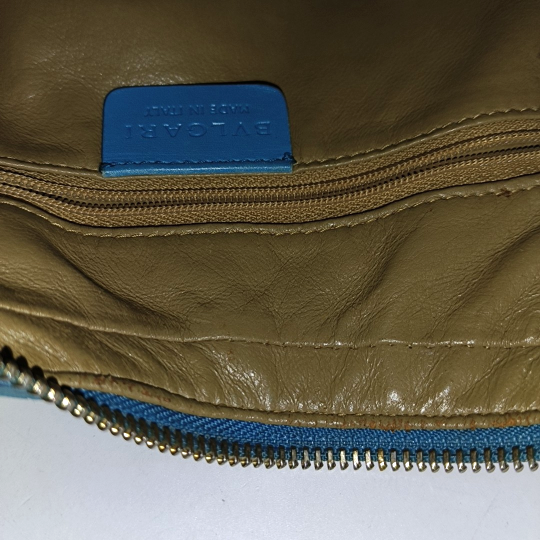 BVLGARI Light Blue Cowhide Single Shoulder Bag Golden hardware-(SKU)-935263487