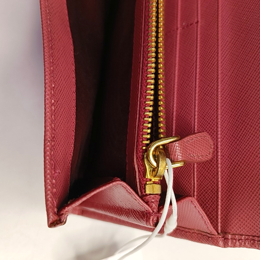 PRADA Pink cowhide cross-grain wallet Golden hardware-(SKU)-955720758