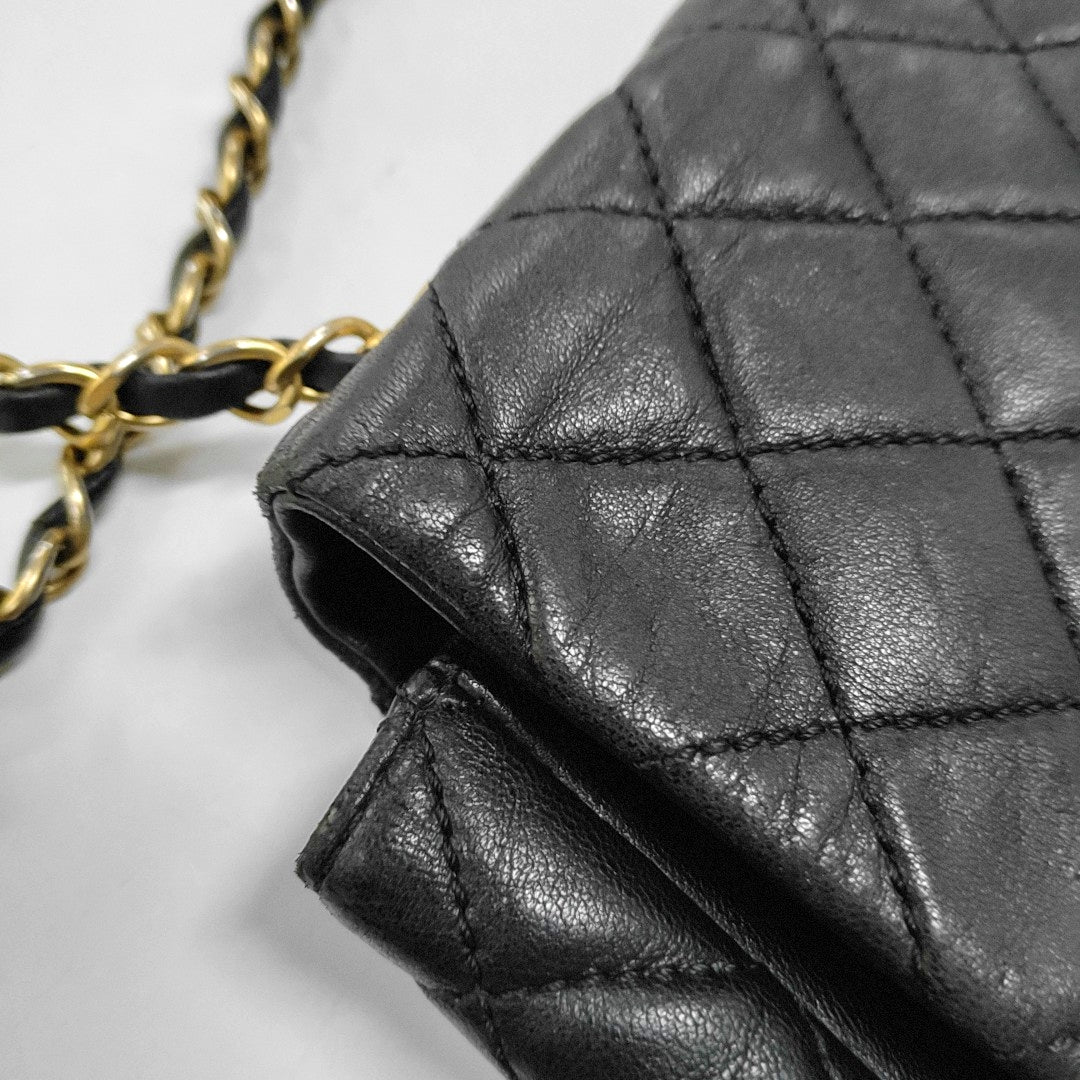 CHANEL NOW AND FOREVER Large Black Lamb Skin Quilted Shoulder Bag with Gold Hardware 18 Clasp-(SKU)-968898781