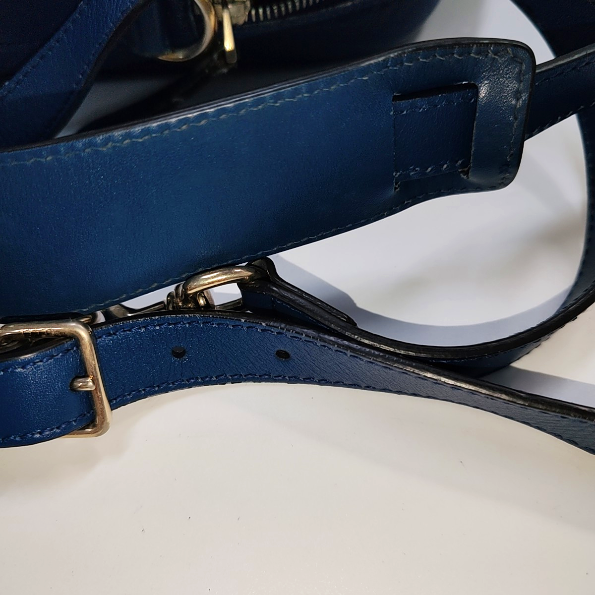 GUCCI Blue cowhide single shoulder bag Golden hardware Removable shoulder strap-(SKU)-941163649