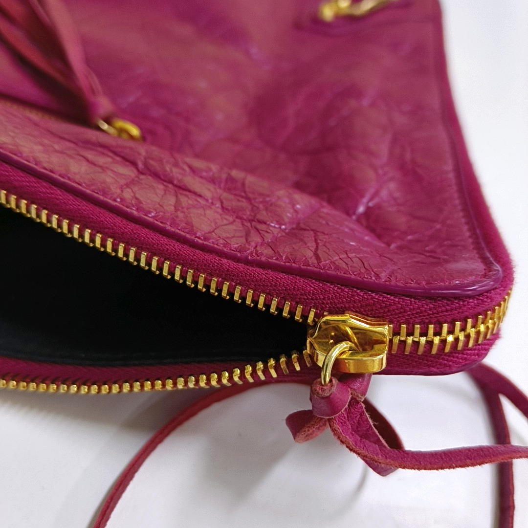 BALENCIAGA Classic City Plum red sheepskin embossed studded biker bag, handbag Golden hardware-(SKU)-958906839
