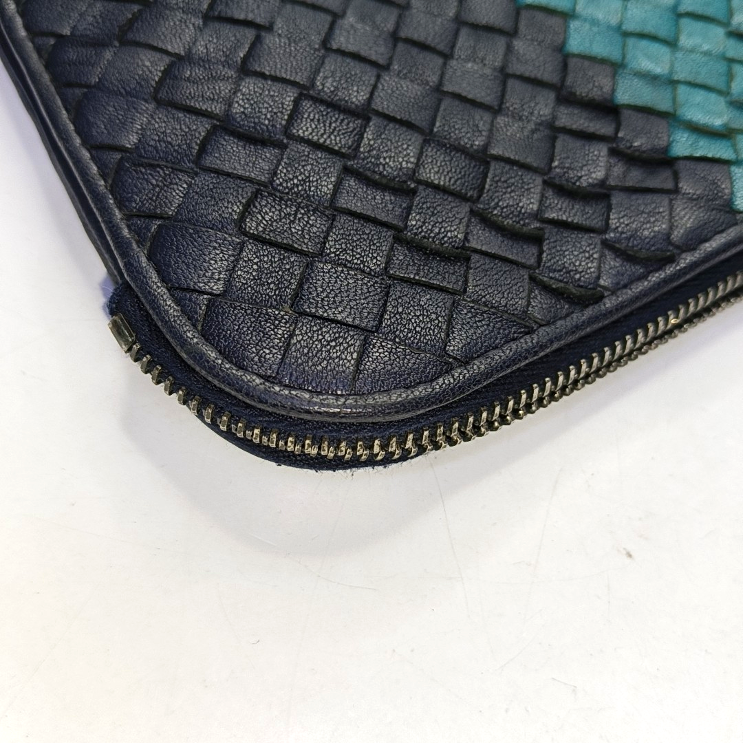 BOTTEGA VENETA Contrast Color Leather Woven Clutch Ruthenium color hardware-(SKU)-958209922