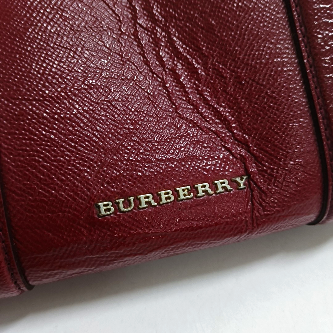 BURBERRY Dinton Red Cowhide Tote Bag Golden hardware-(SKU)-944819144