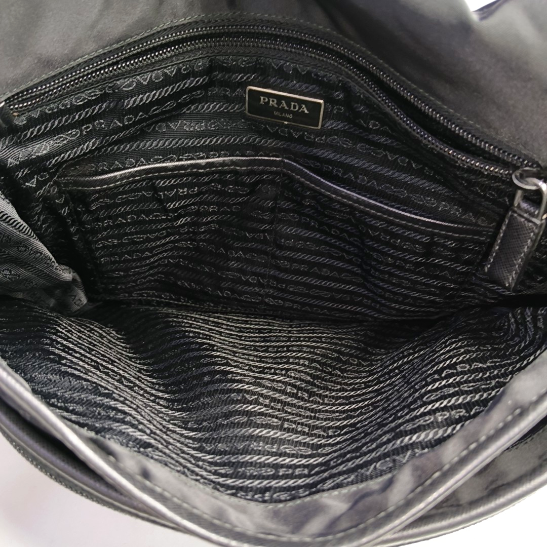 PRADA Black Nylon Single Shoulder Bag Crossbody Bag Silver Hardware-(SKU)-954414851