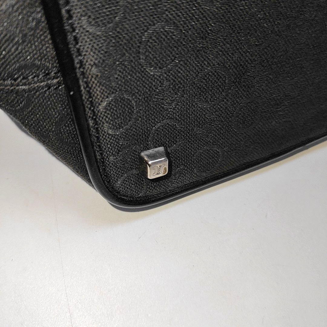 CELINE Black Fabric Triumph Handbag Single Shoulder Bag Silver Hardware Removable shoulder strap-(SKU)-934885209