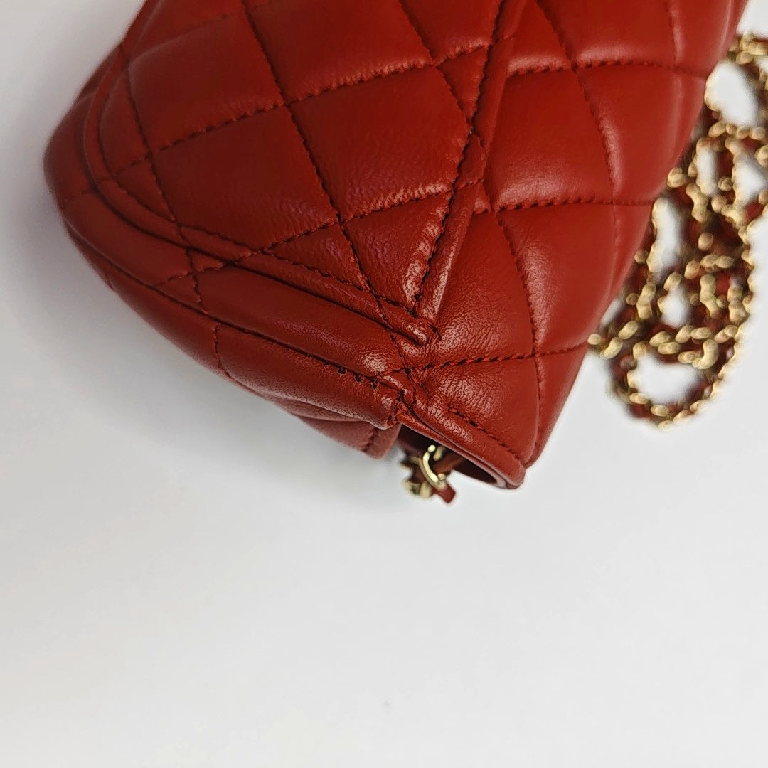 CHANEL CLASSIC FLAP Brick Red Lamb Skin Quilted Shoulder Bag Crossbody with Gold Hardware 31 Clasp-(SKU)-968214539