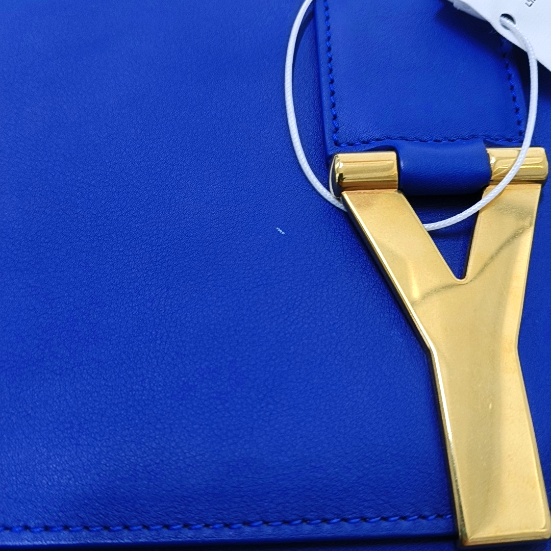 YSL CHYC Y LIGNE Blue Leather Handbag Golden hardware-(SKU)-956925392