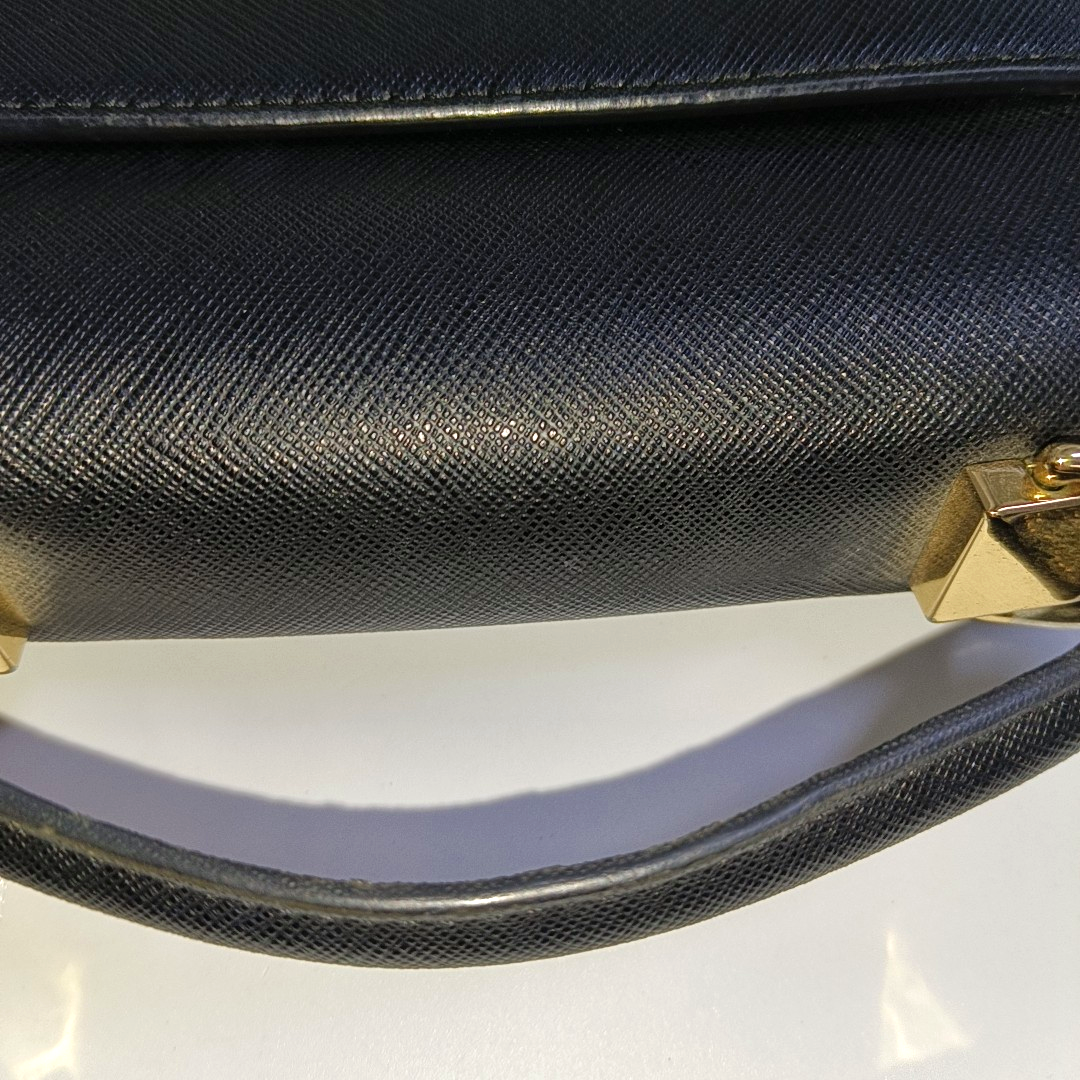 MICHAEL KORS Black Leather Embossed Studs Single Shoulder Bag Crossbody Bag Handbag Golden hardware Removable shoulder strap-(SKU)-933988480