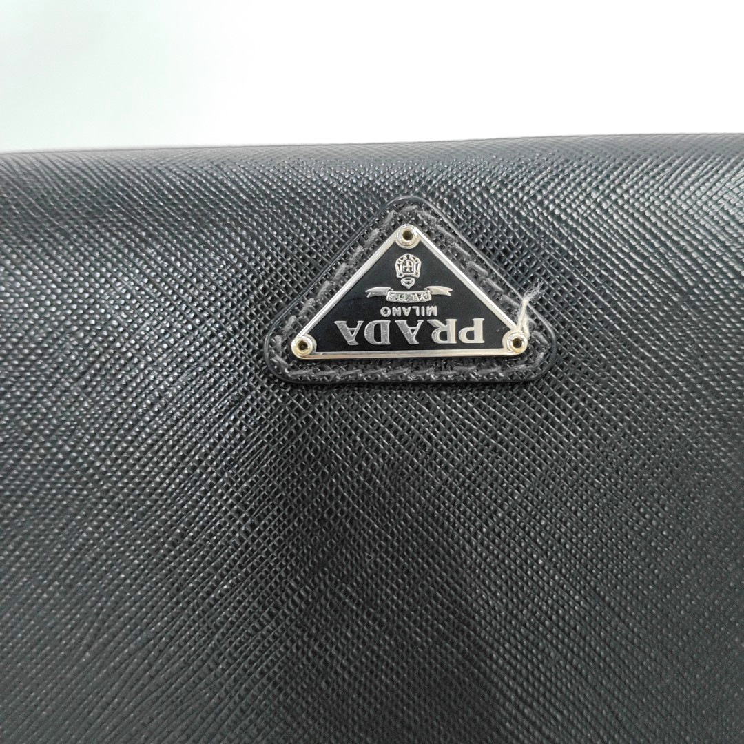 PRADA Color-block cowhide cross-grain clutch Silver Hardware-(SKU)-957706668
