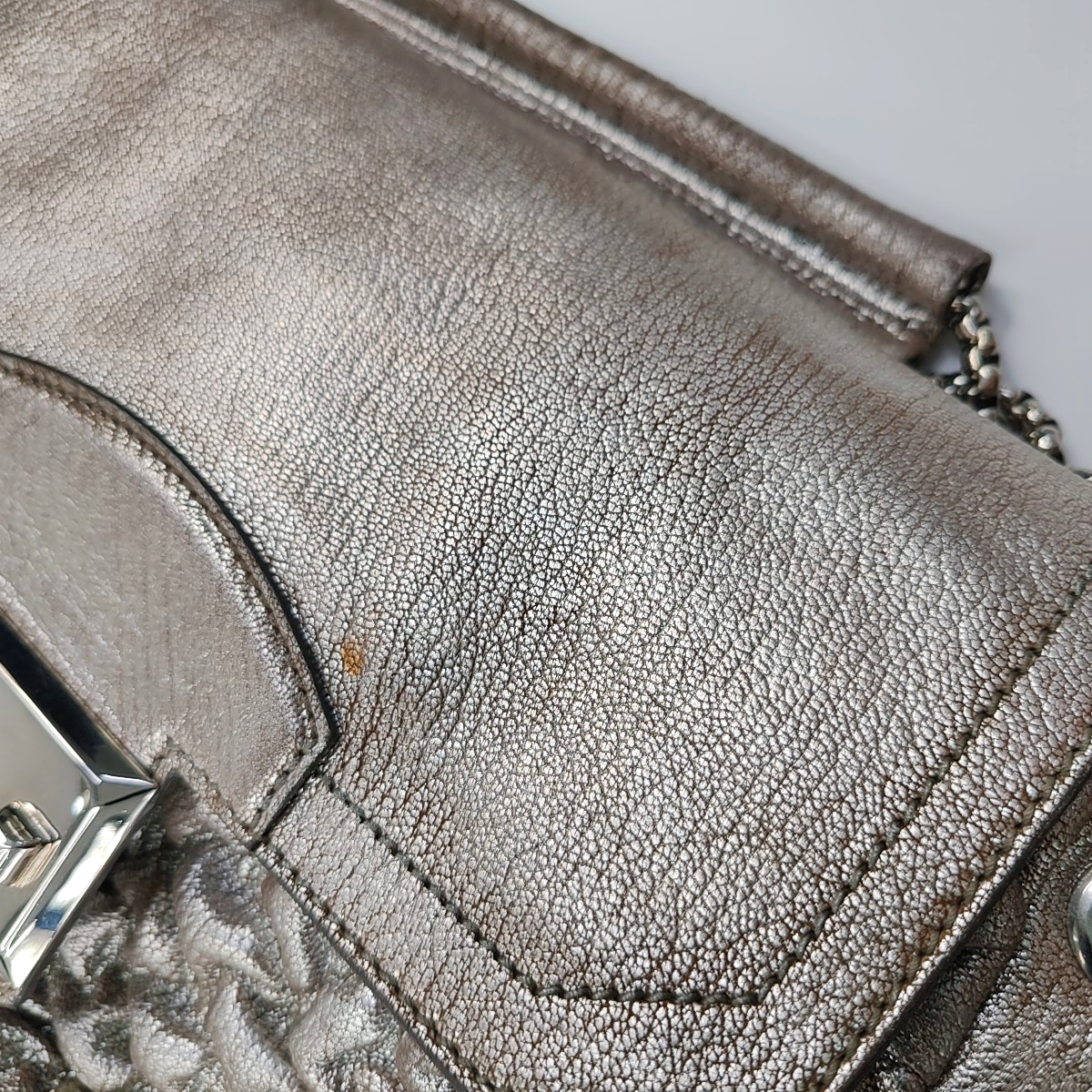 Alexander McQUEEN Silver Leather Quilted Single Shoulder Bag Tote Bag Silver Hardware-(SKU)-14444557