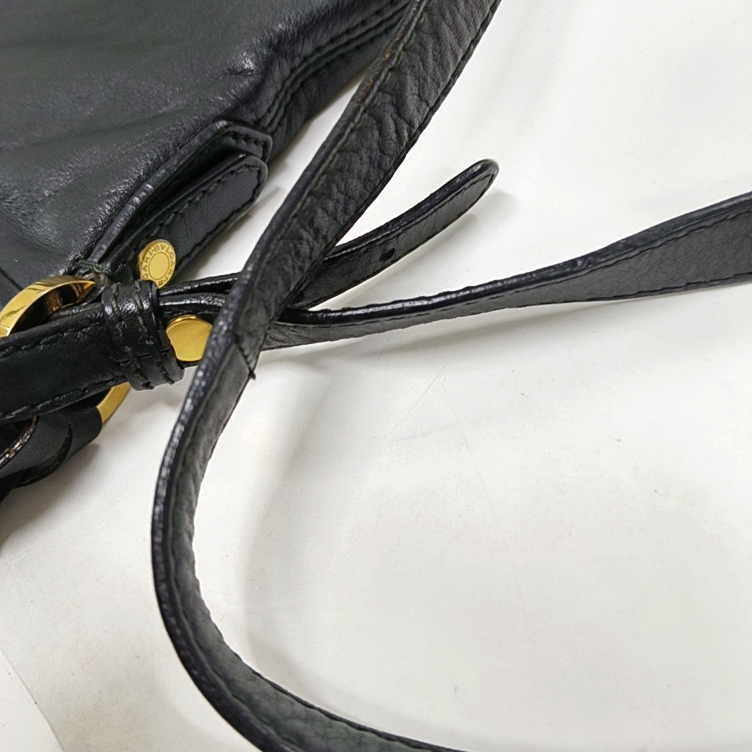 BVLGARI Black Leather Crossbody Bag Single Shoulder Bag Golden hardware Removable shoulder strap-(SKU)-929674210
