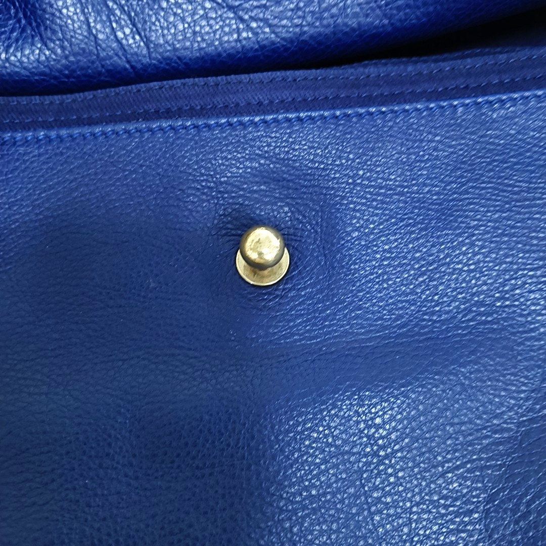 YSL MUSE TWO Dark Blue Cowhide Studs Handbag Golden hardware-(SKU)-939599133