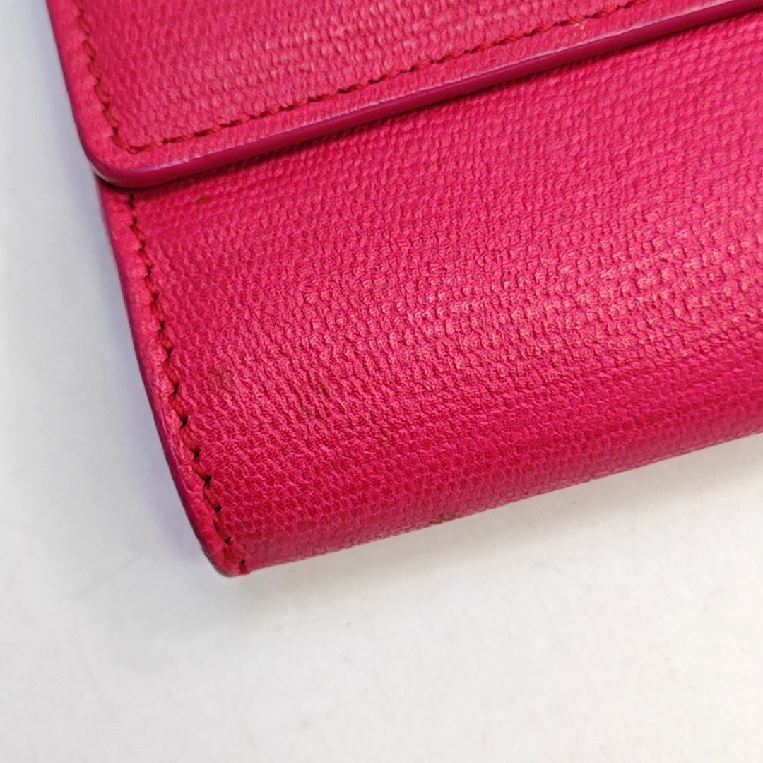 YSL CHYC Y LIGNE Fuchsia Leather Clutch Golden hardware-(SKU)-940540756