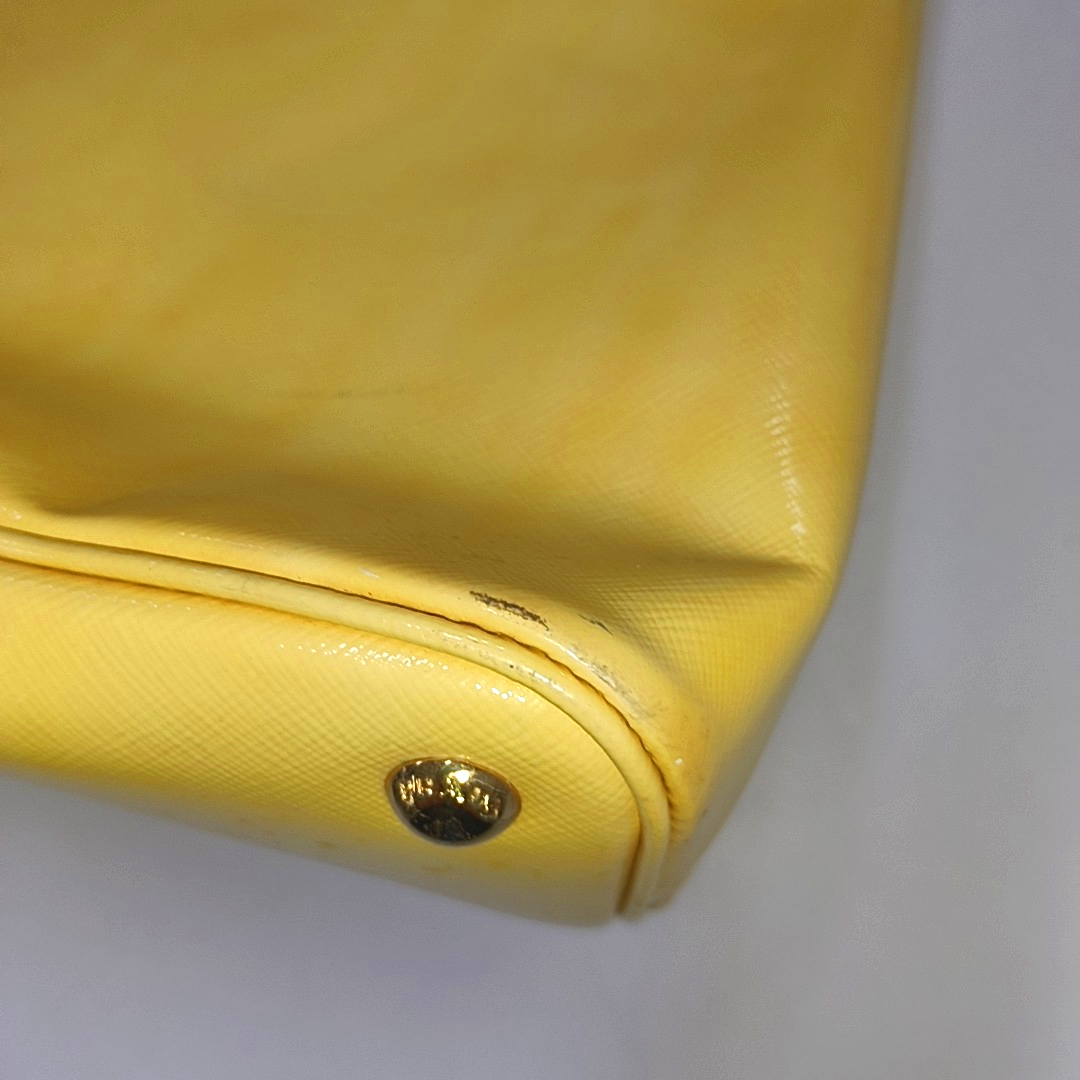 PRADA Double Yellow cowhide logo cross-grain shoulder bag Golden hardware Removable shoulder strap-(SKU)-945527362